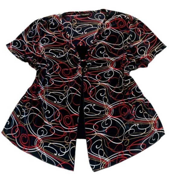 Lane Bryant Micro-Pleat Split Front Top Colorful Swirl Pattern Sz 3X #61C - Picture 2 of 7